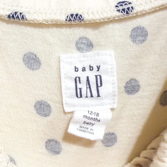 GAP Cream and Navy Polka Dot Kids Casual Dress - Picture 3 of 3